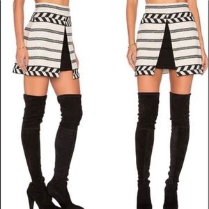 Alice + Olivia Black and White Patterned Mini Skirt